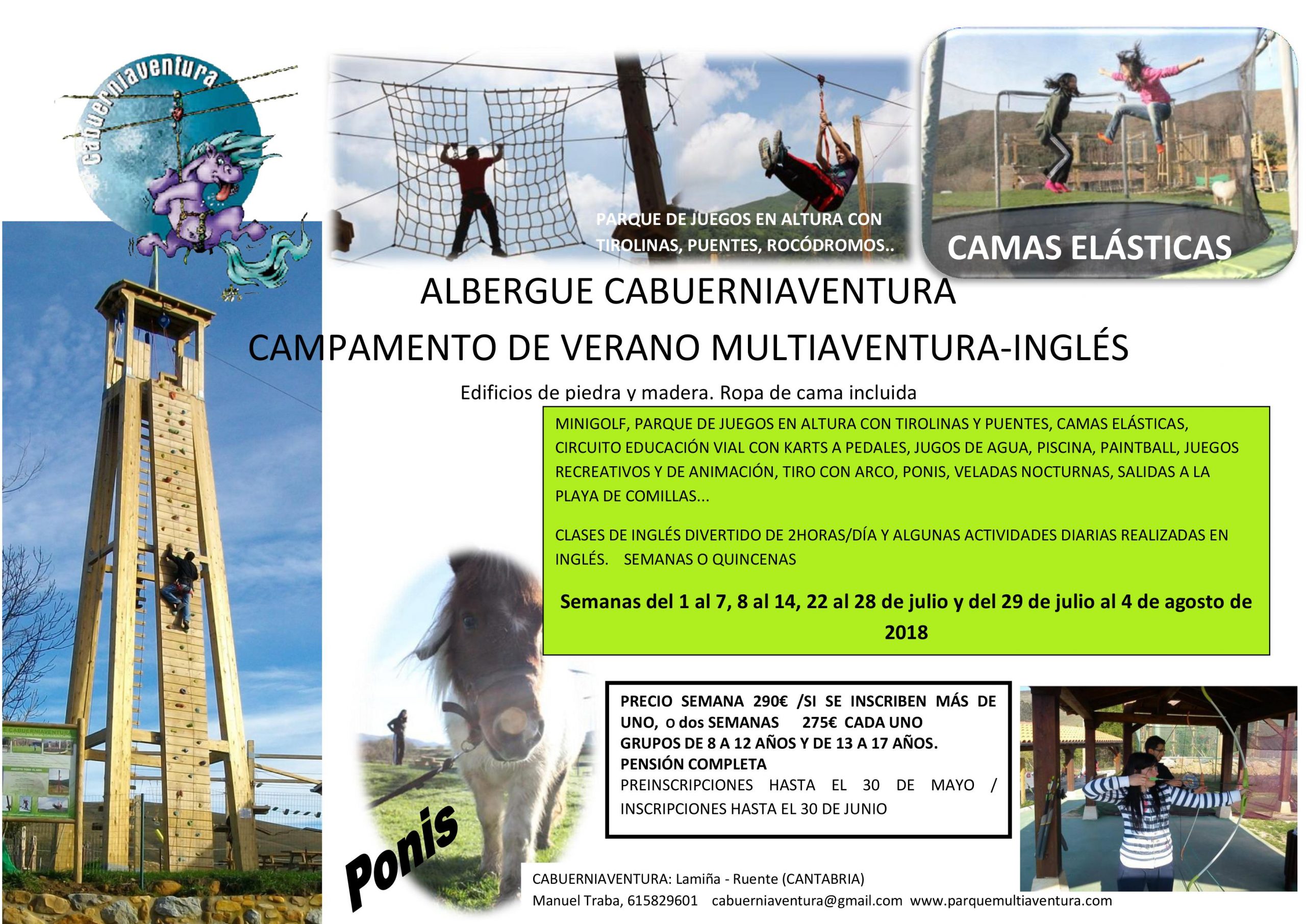 Campamento Multiaventura Inglés 2018 Cabuerniaventura